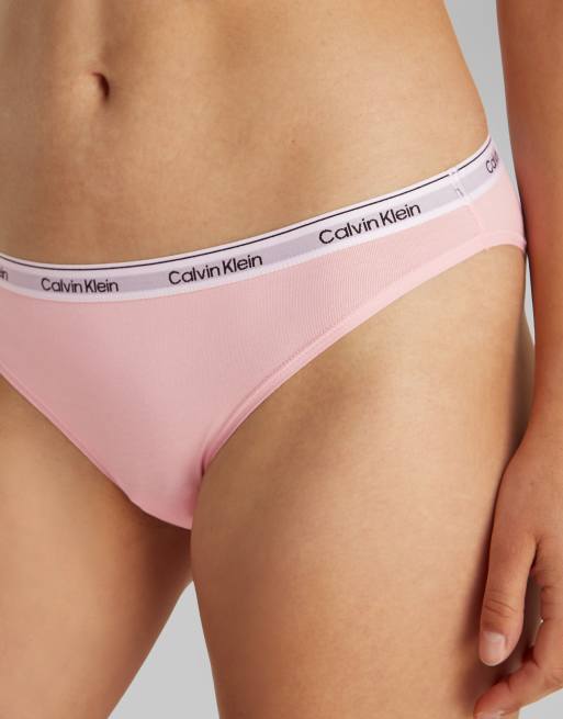Calvin Klein – Modern – Gröna, rosa och grå trosor i bikinimodell med logga, 3-pack, 4 av 5