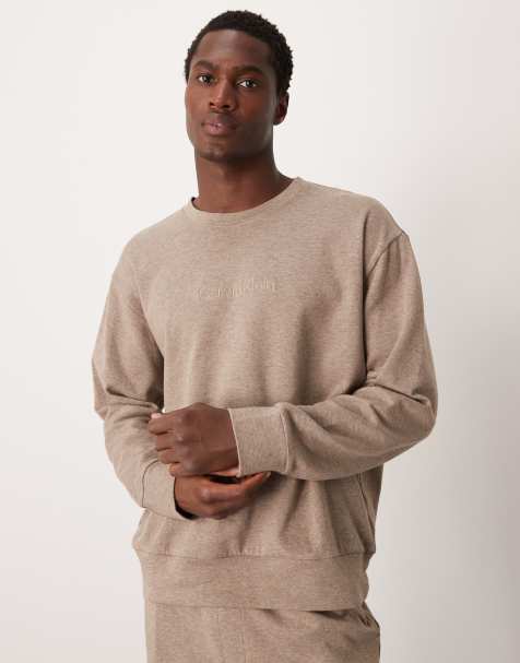 Calvin Klein - Modern - Katoenen lounge-sweatshirt in gemêleerd beige - view 1