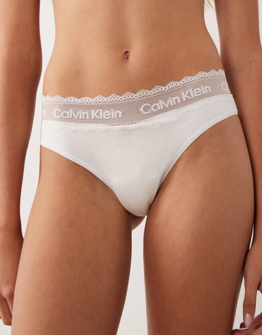 Calvin Klein - Modern - Katoenen string met kant in wit, 4 van 4