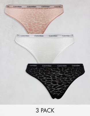 Calvin Klein - Modern Lace - 3er-Pack Slips mit brasilianischem Schnitt in verschiedenen neutralen Farben-Bunt