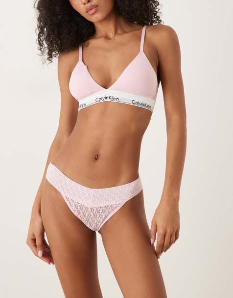 Calvin Klein - Modern Lace - Bikinibroekje met logo en lage taille in roze - view 1