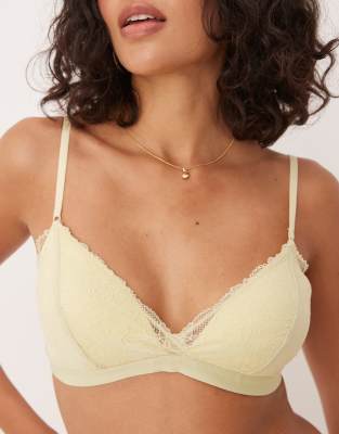 Calvin Klein Modern Lace Lightly Lined Triangle Bra In Neutral
