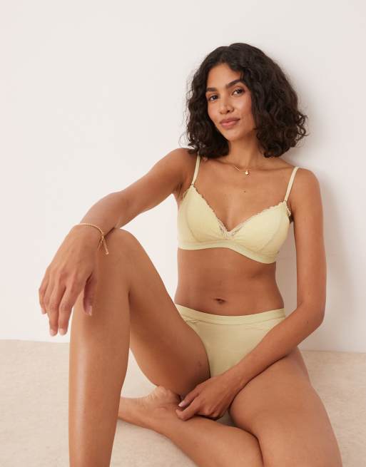 Calvin Klein Modern Lace lightly lined triangle bra in soft yellow, 2 of 4