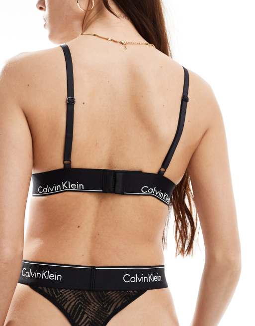 Calvin klein modern velvet black triangle bra best sale