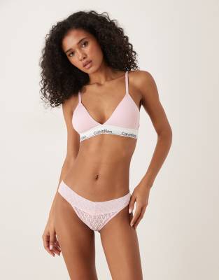 Calvin Klein Modern Lace Low Rise Bikini Briefs In Pink