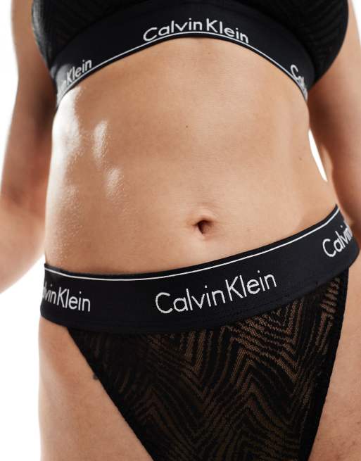 Calvin Klein modern lace string thong in black ASOS