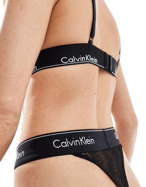 Calvin Klein modern lace string thong in black ASOS