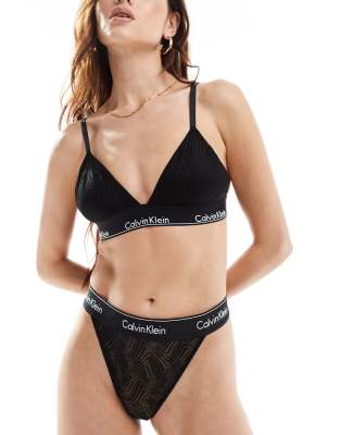 Calvin Klein - Modern Lace - Stringtanga in Schwarz