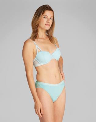 Calvin Klein Modern Lace Tanga Thong In Blue