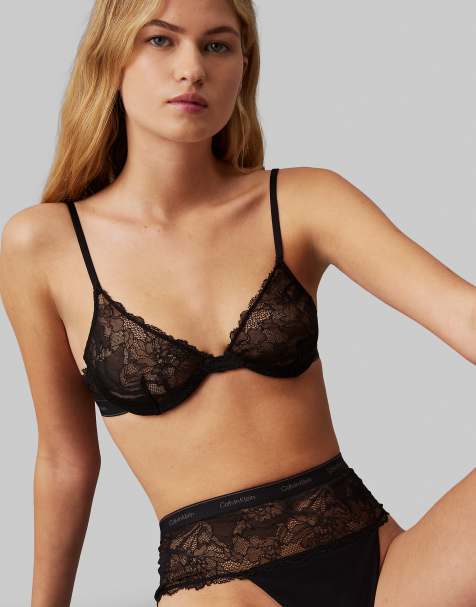 Calvin Klein – Modern Lace – Ungefütterter Halbschalen-BH in Schwarz mit Bügel - view 1