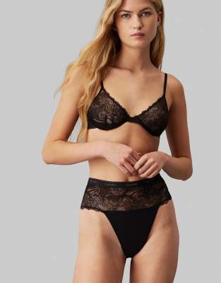 Calvin Klein Modern Lace Unlined Demi Underwire Bra In Black