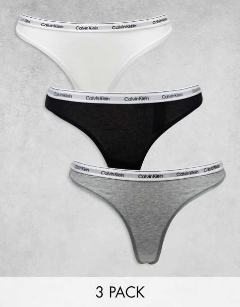 Calvin Klein Modern Logo 3 pack lingerie thongs in multi - view 1