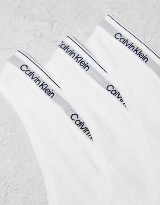 Calvin Klein Modern Logo 3 pack lingerie thongs in white, 4 of 4