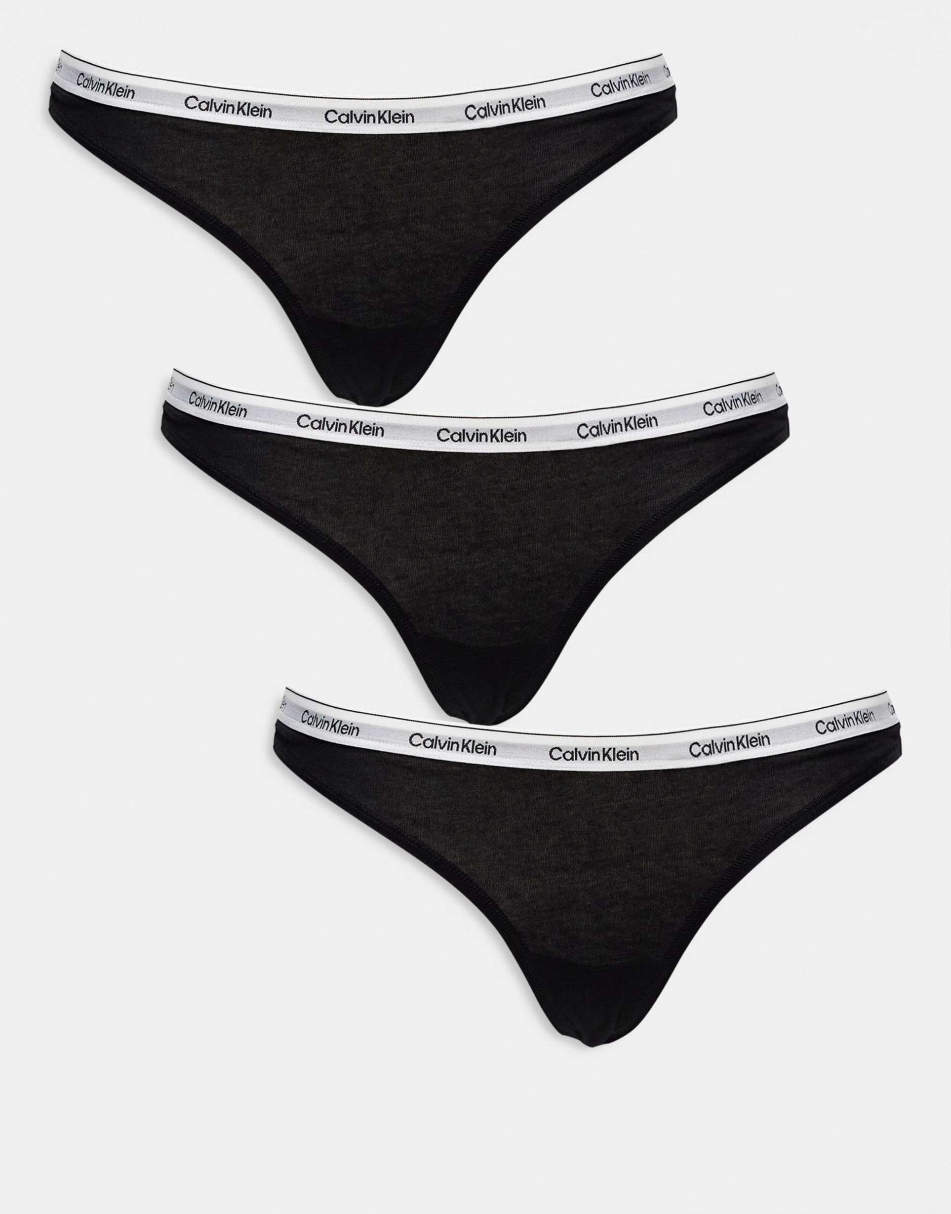 calvin klein modern logo 3 pack thong in black