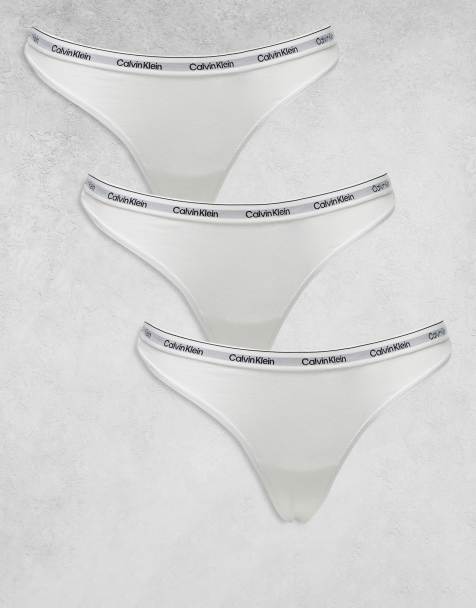 Calvin Klein Modern Logo 3 pack thong in white - view 1