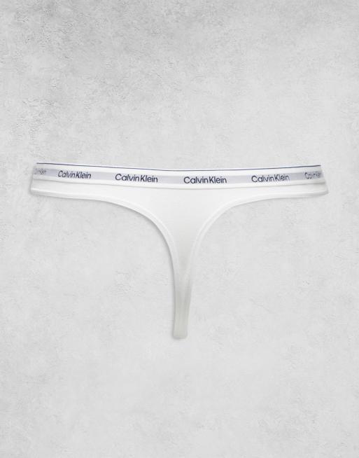 Calvin Klein Modern Logo 3 pack thong in white, 2 of 4