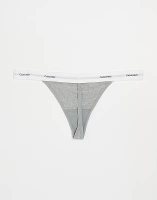 Calvin Klein Modern Logo 3 Pack Thongs In Gray