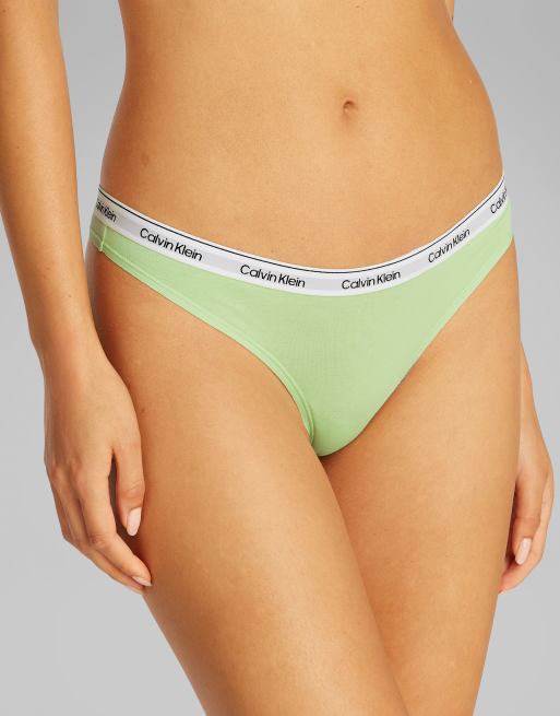 Calvin Klein – Modern Logo – 3er Pack Tangas in Grün/Pink/Grau, 2 von 4