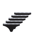 [Calvin Klein] Calvin Klein Modern Logo 5 pack lingerie thongs in black-Multi S BLACK