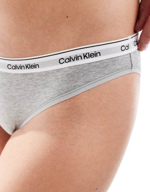 Calvin Klein - Modern Logo - Bikinibroekje met logo en lage taille in grijs, 3 van 4