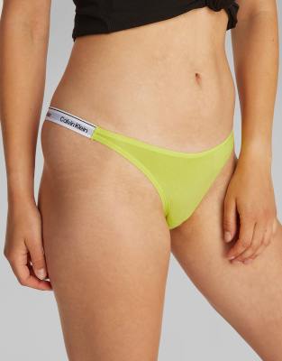 Calvin Klein Modern Logo Dipped Thong In Yellow