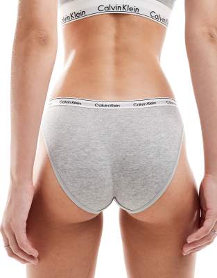 Calvin Klein Modern Logo Low Rise Bikini Brief In Gray