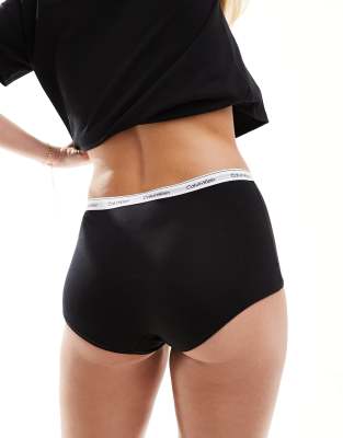 Calvin Klein Modern Logo Mid-rise Boyshorts In Black