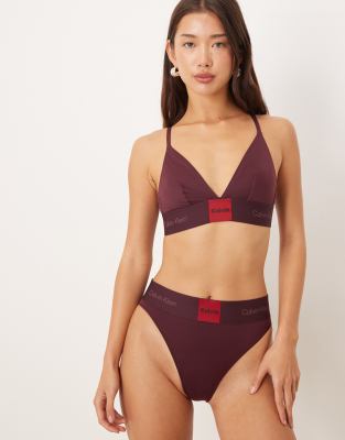 Calvin Klein Modern Logo Patch Bikini Briefs In Red