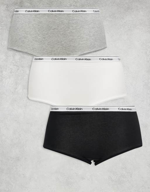Calvin Klein - Modern Logo - Set van 3 boyshorts in zwart/wit/grijs