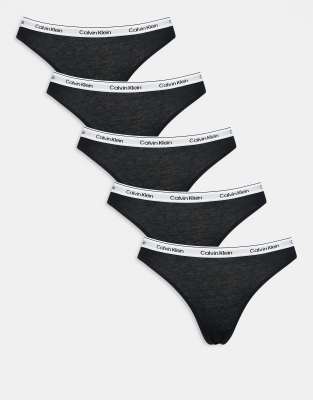 Calvin Klein - Modern Logo - Set van 5 bikinibroekjes in zwart | ASOS