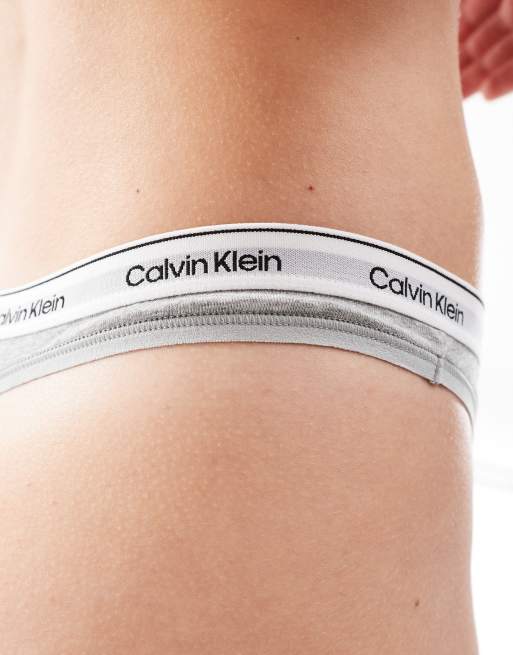Calvin Klein – Modern Logo – Tanga in Grau mit niedrigem Bund, 3 von 4