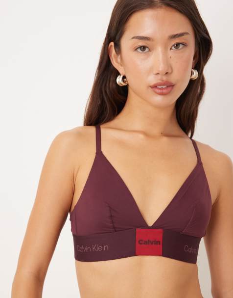 Calvin Klein – Modern Logo – Vinröd bralette med påsydd logga - view 1