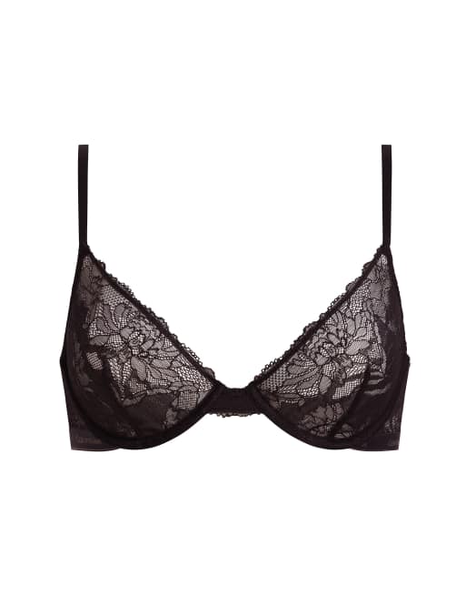 Calvin Klein - Modern - Reggiseno nero in pizzo sfoderato a mezza coppa con ferretto, 4 di 4