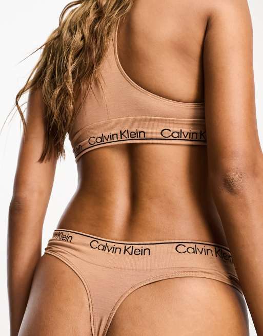 Calvin Klein Modern Seamless high waist thong in brown