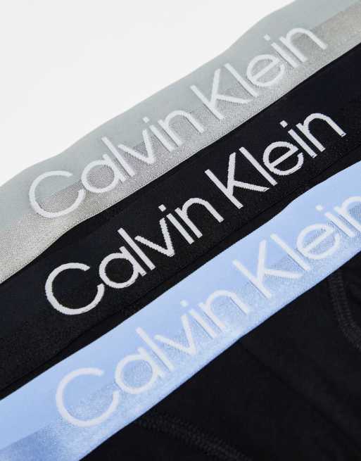 Calvin Klein - Modern - Set van 3 onderbroeken met structuur in zwart met gekleurde tailleband, 3 van 4