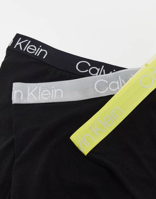 Calvin Klein intense power 2-pack boxers with coloured logo waistband in  black