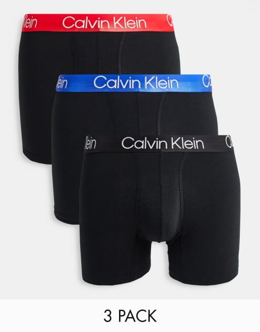 Calvin Klein 3-pack jockstraps with coloured waistband in black