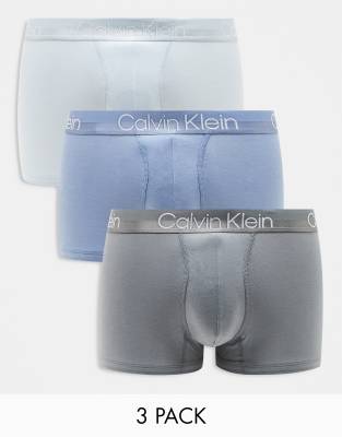 Calvin Klein Modern Structure 3 Pack Trunk In Blue/Green-Multi