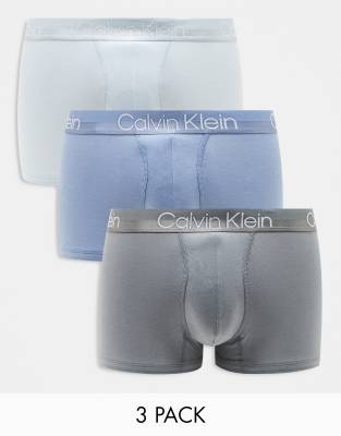 Calvin Klein Modern Structure 3 pack trunk in blue/green-Multi