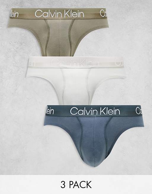 Calvin Klein modern structure cotton briefs 3 pack in multi ASOS