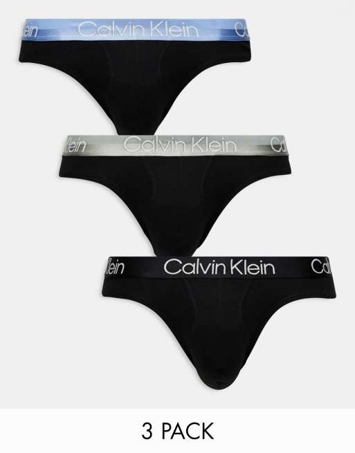 Calvin Klein - Modern Structure - Lot de 3 boxers en coton stretch avec taille colorée - Noir