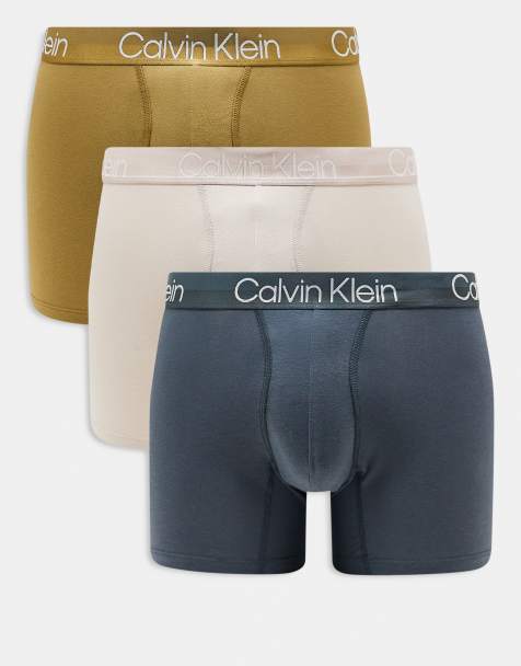 Calvin Klein - Modern Structure - Pakke med 3 par boksershorts i khaki/beige/blå - view 1