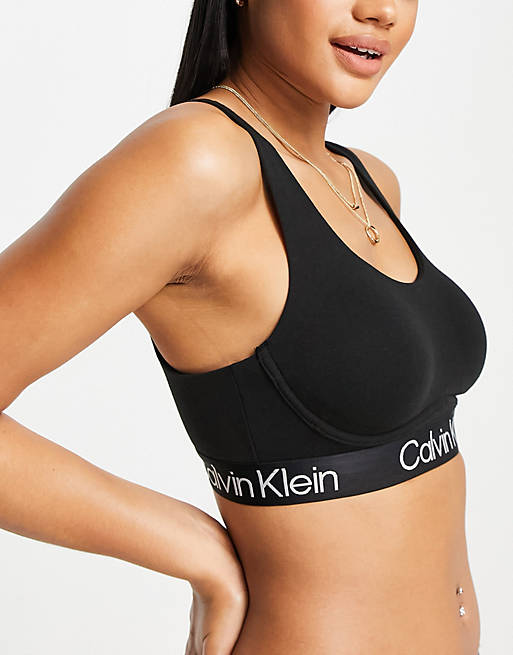 Calvin Klein Modern Structure unlined bralette with flexi wire support in  black | ASOS