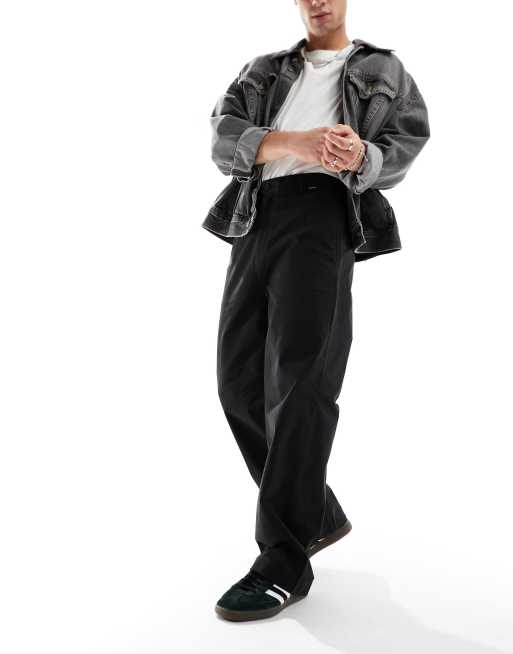 Calvin Klein – Modern – Svarta, avslappnade byxor med vida ben i twill