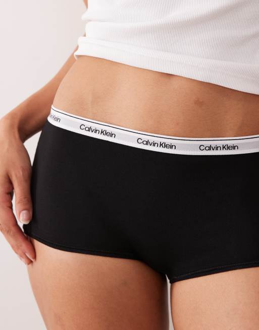 Calvin Klein – Modern – Svarta trosshorts med medelhög midja och logga, 3 av 4