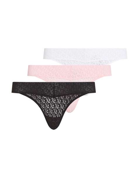 Calvin Klein Modern Lace 3 pack low rise thongs in black/white/pink