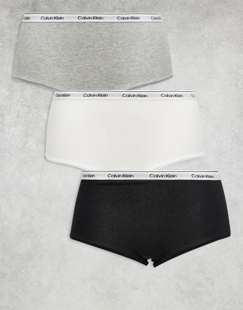 Calvin Klein – Moderne Boyshorts im 3er-Pack in Schwarz/Weiß/Grau mit Logobund - view 1