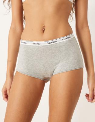 Calvin Klein - Moderne Boyshorts in Grau mit mittelhohem Bund und Logo