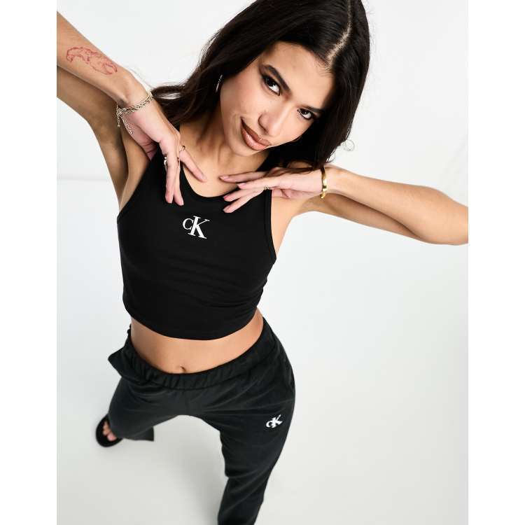 Calvin Klein Cropped Tank Top in Black