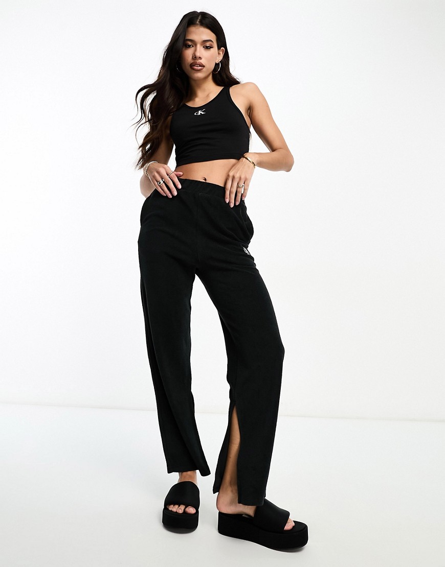 Calvin Klein monogram beachwear high waist pants in black